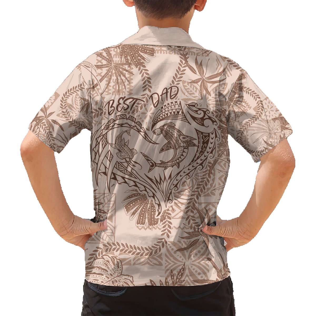Hawaii Father's Day Vintage Lei Hawaiian Shirt Hauoli la Makuakane - Beige