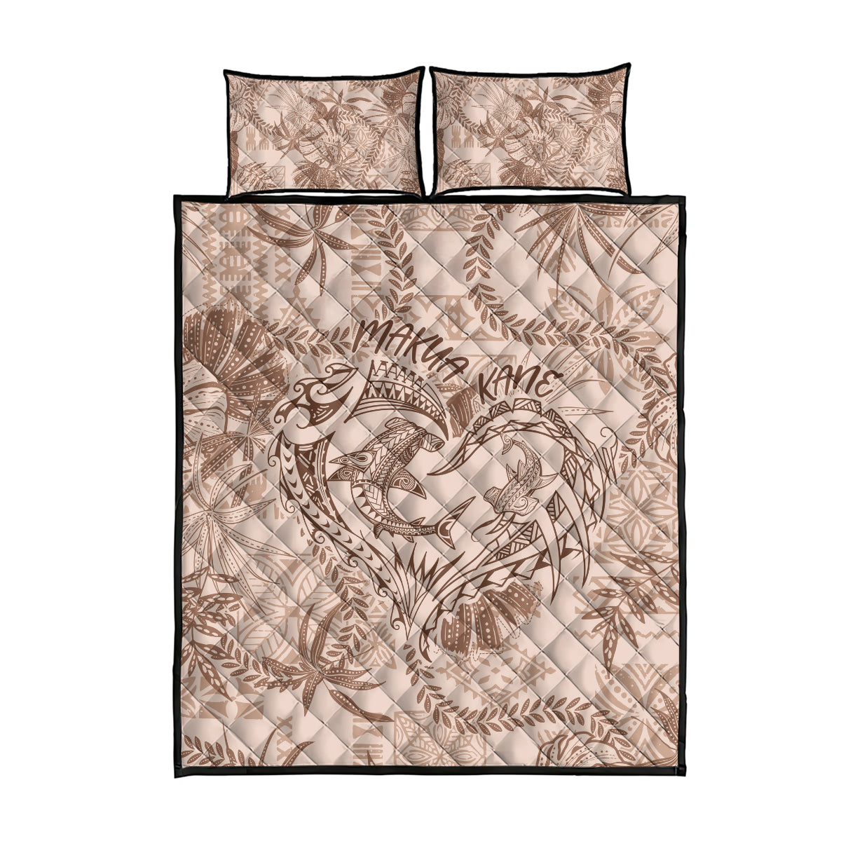 Hawaii Father's Day Vintage Lei Quilt Bed Set Hauoli la Makuakane - Beige LT7 - Polynesian Pride