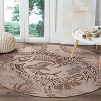 Hawaii Father's Day Vintage Lei Round Carpet Hauoli la Makuakane - Beige