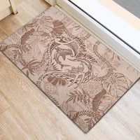 Hawaii Father's Day Vintage Lei Rubber Doormat Hauoli la Makuakane - Beige LT7 - Polynesian Pride