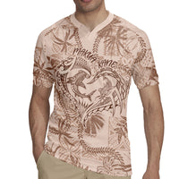 Hawaii Father's Day Vintage Lei Rugby Jersey Hauoli la Makuakane - Beige