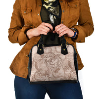 Hawaii Father's Day Vintage Lei Shoulder Handbag Hauoli la Makuakane - Beige