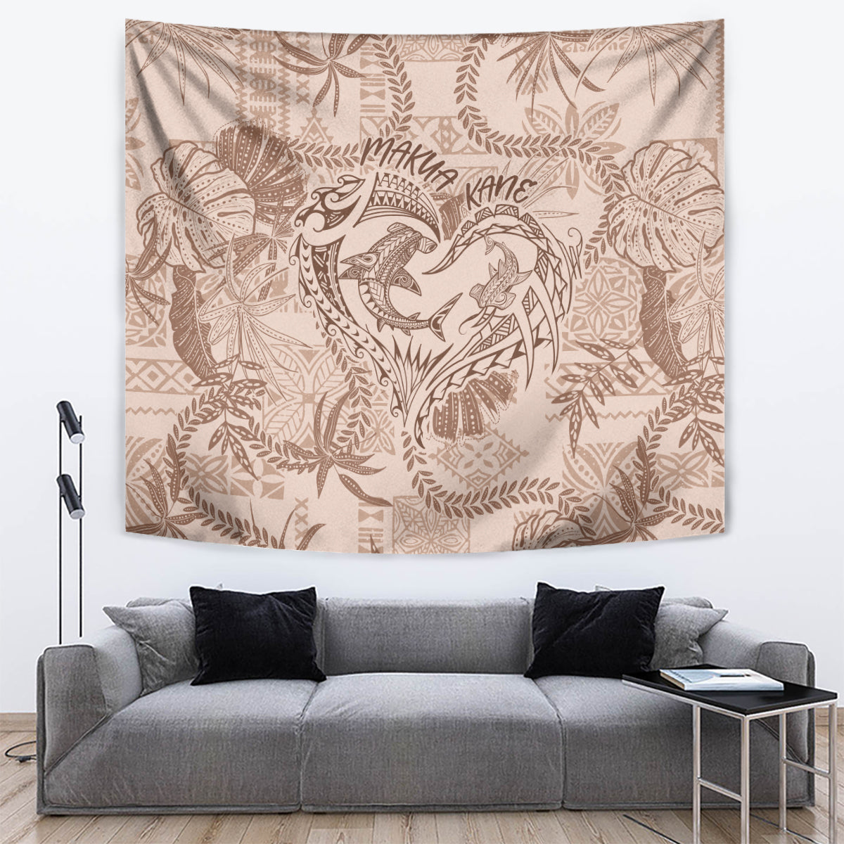 Hawaii Father's Day Vintage Lei Tapestry Hauoli la Makuakane - Beige LT7 Beige - Polynesian Pride