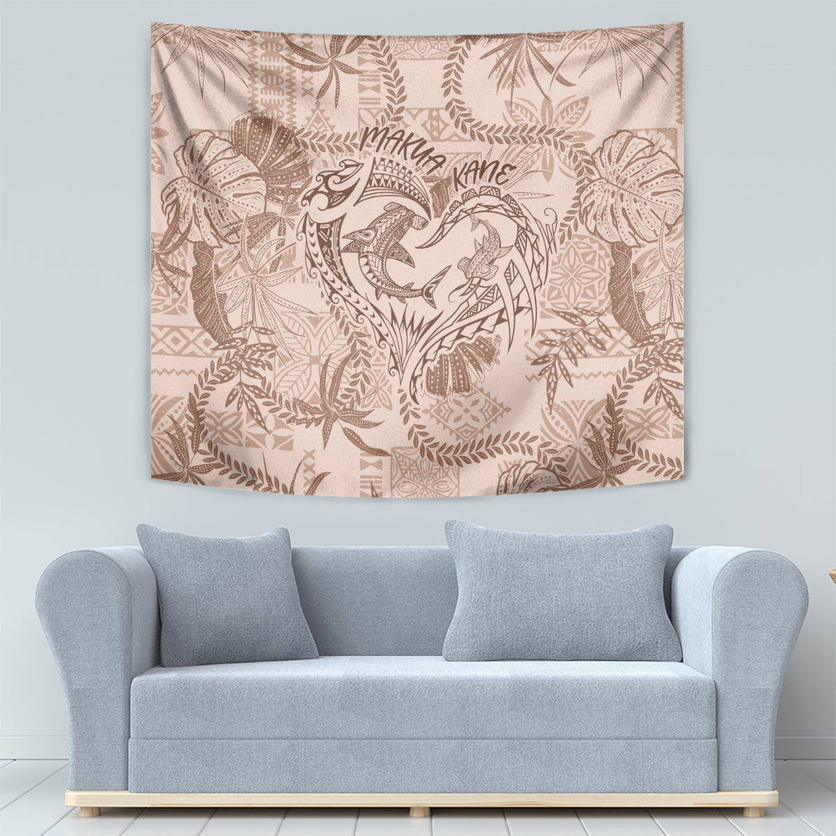 Hawaii Father's Day Vintage Lei Tapestry Hauoli la Makuakane - Beige LT7 - Polynesian Pride