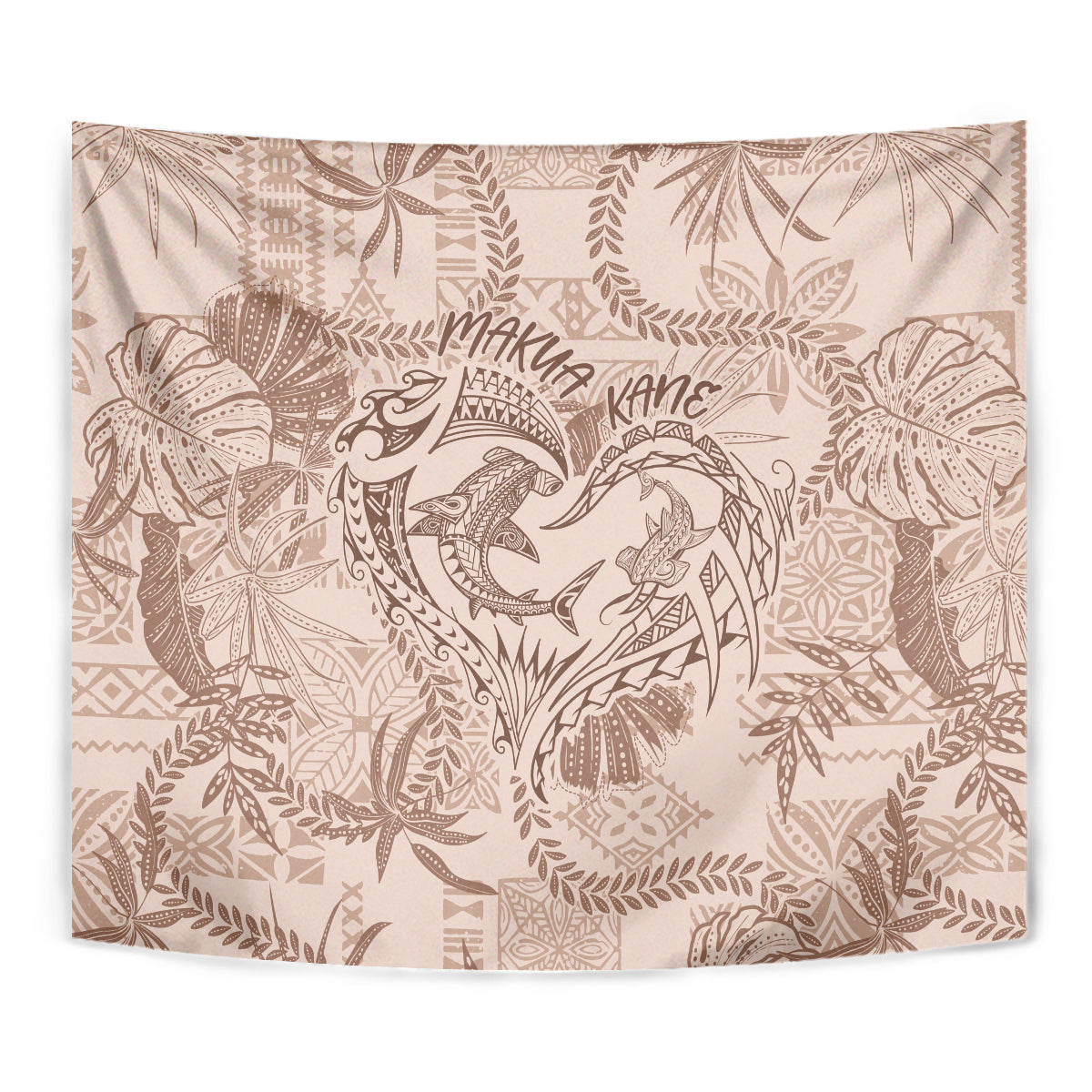 Hawaii Father's Day Vintage Lei Tapestry Hauoli la Makuakane - Beige LT7 - Polynesian Pride