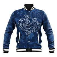 Hawaii Father's Day Vintage Lei Baseball Jacket Hauoli la Makuakane - Blue LT7 Unisex Blue - Polynesian Pride