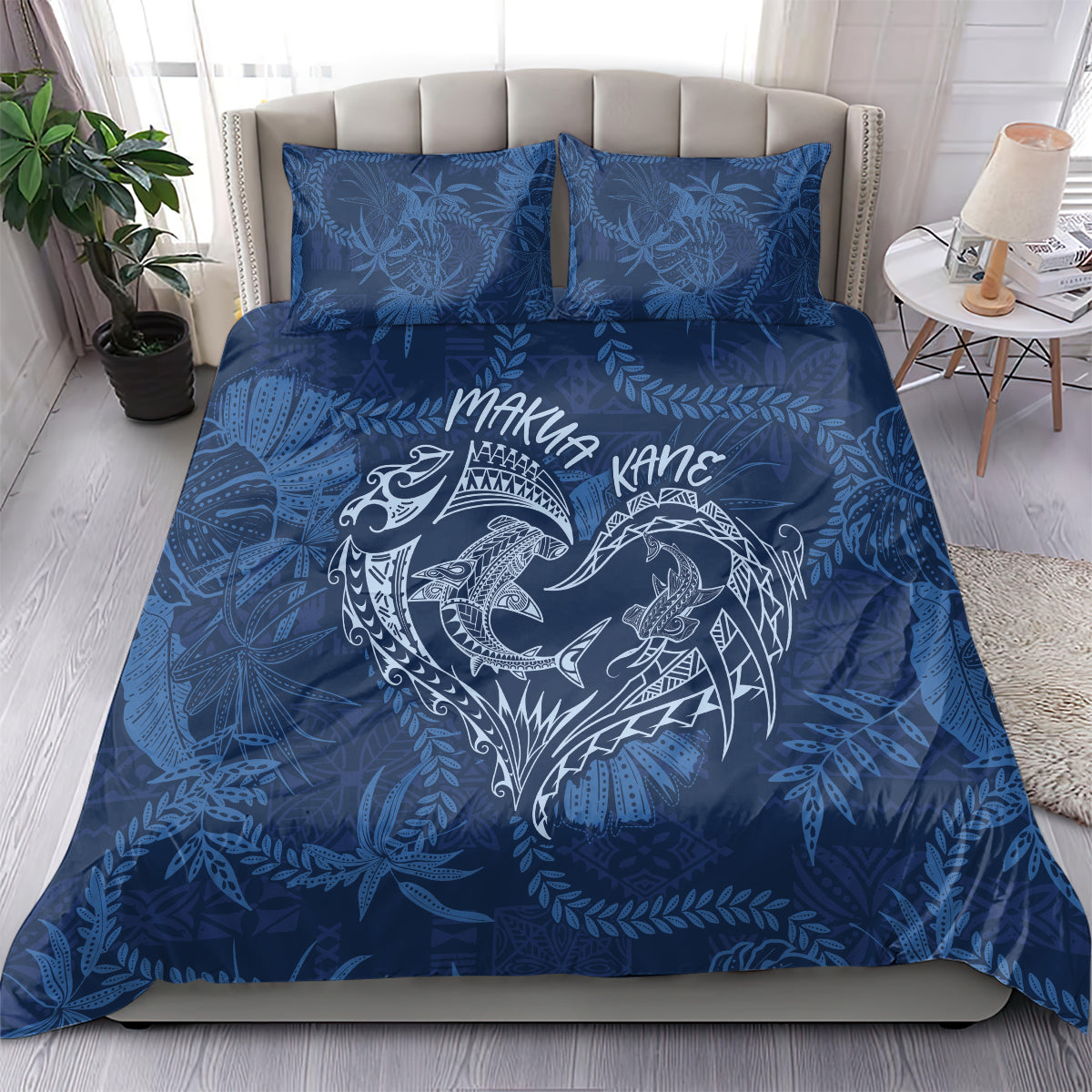 Hawaii Father's Day Vintage Lei Bedding Set Hauoli la Makuakane - Blue LT7 - Polynesian Pride