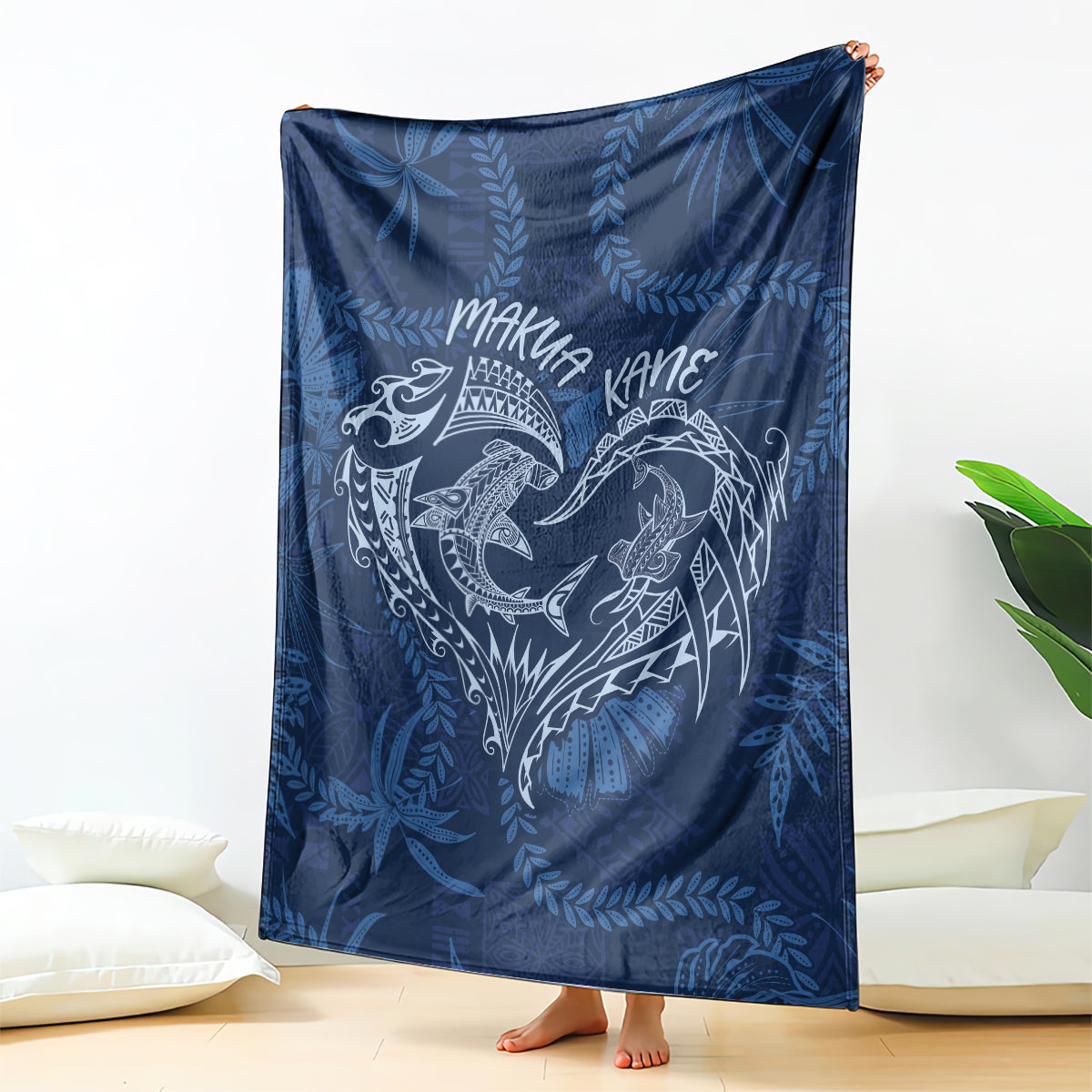 Hawaii Father's Day Vintage Lei Blanket Hauoli la Makuakane - Blue LT7 - Polynesian Pride