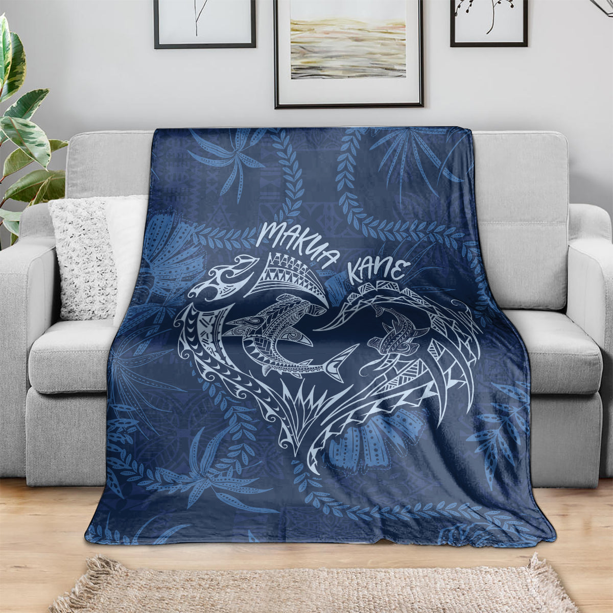 Hawaii Father's Day Vintage Lei Blanket Hauoli la Makuakane - Blue LT7 - Polynesian Pride