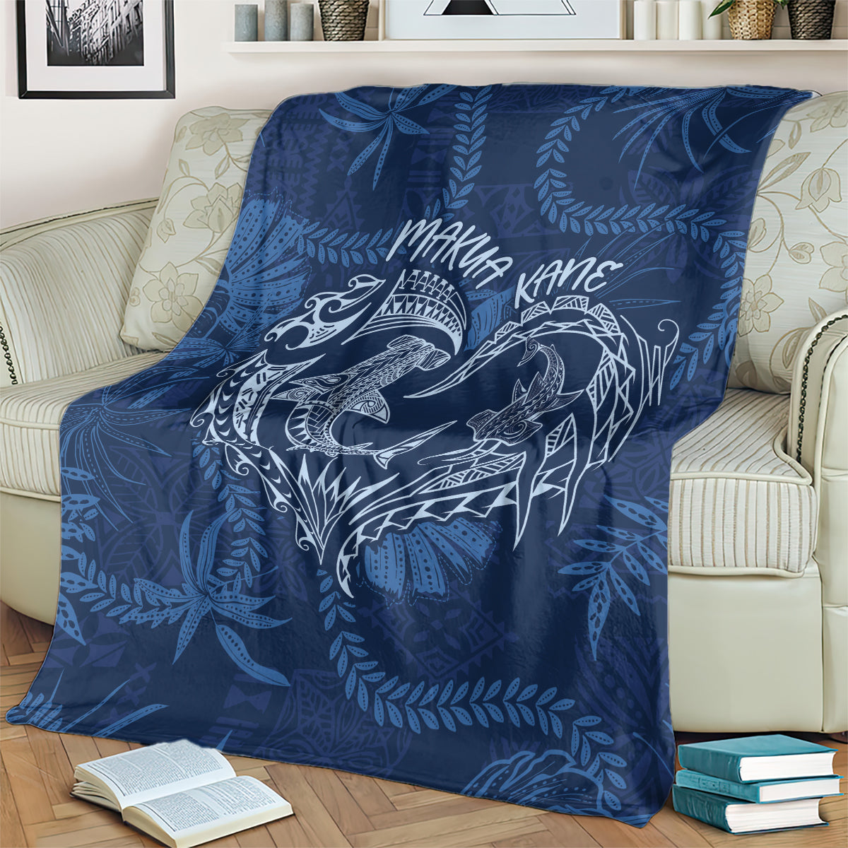 Hawaii Father's Day Vintage Lei Blanket Hauoli la Makuakane - Blue LT7 - Polynesian Pride