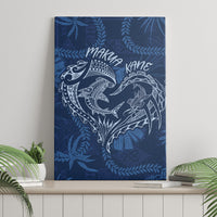 Hawaii Father's Day Vintage Lei Canvas Wall Art Hauoli la Makuakane - Blue LT7 - Polynesian Pride