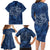 Hawaii Father's Day Vintage Lei Family Matching Long Sleeve Bodycon Dress and Hawaiian Shirt Hauoli la Makuakane - Blue