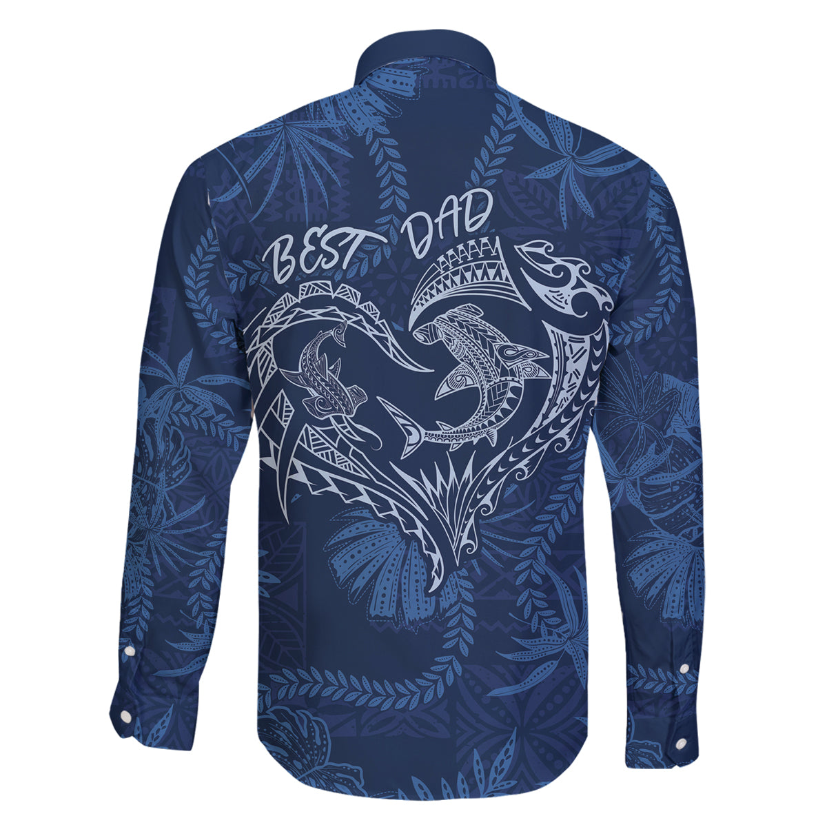 Hawaii Father's Day Vintage Lei Family Matching Long Sleeve Bodycon Dress and Hawaiian Shirt Hauoli la Makuakane - Blue