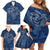 Hawaii Father's Day Vintage Lei Family Matching Off Shoulder Short Dress and Hawaiian Shirt Hauoli la Makuakane - Blue