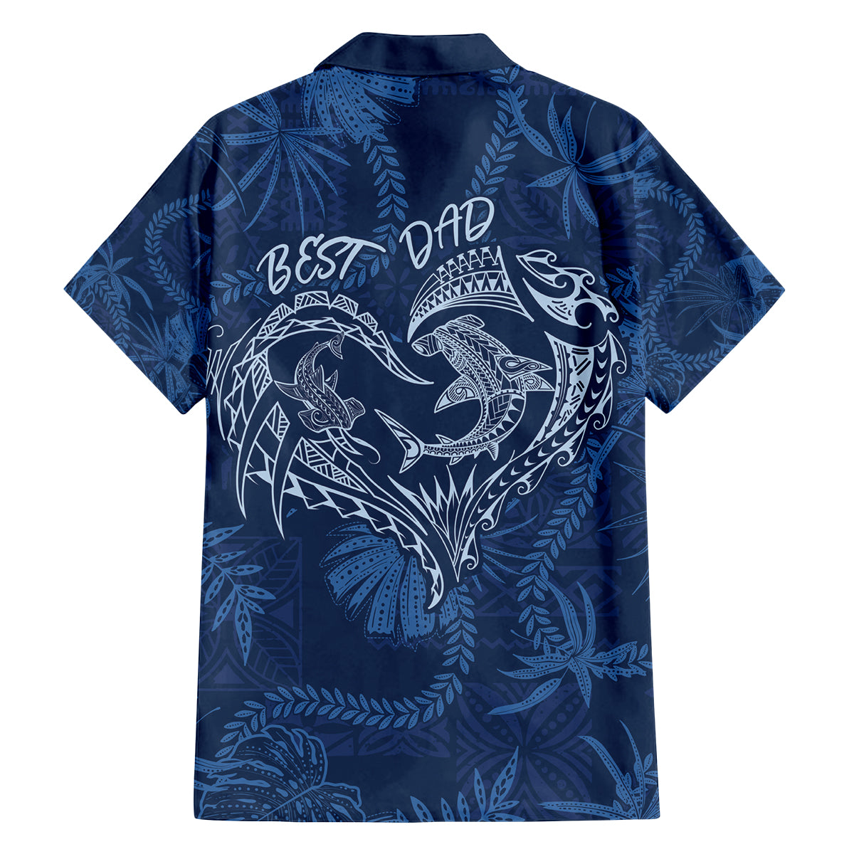 Hawaii Father's Day Vintage Lei Family Matching Off Shoulder Short Dress and Hawaiian Shirt Hauoli la Makuakane - Blue