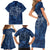 Hawaii Father's Day Vintage Lei Family Matching Short Sleeve Bodycon Dress and Hawaiian Shirt Hauoli la Makuakane - Blue