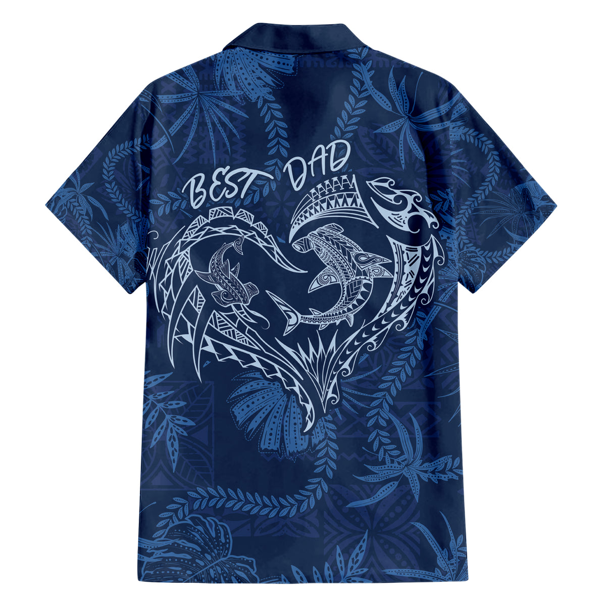 Hawaii Father's Day Vintage Lei Family Matching Short Sleeve Bodycon Dress and Hawaiian Shirt Hauoli la Makuakane - Blue