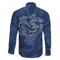 Hawaii Father's Day Vintage Lei Family Matching Short Sleeve Bodycon Dress and Hawaiian Shirt Hauoli la Makuakane - Blue