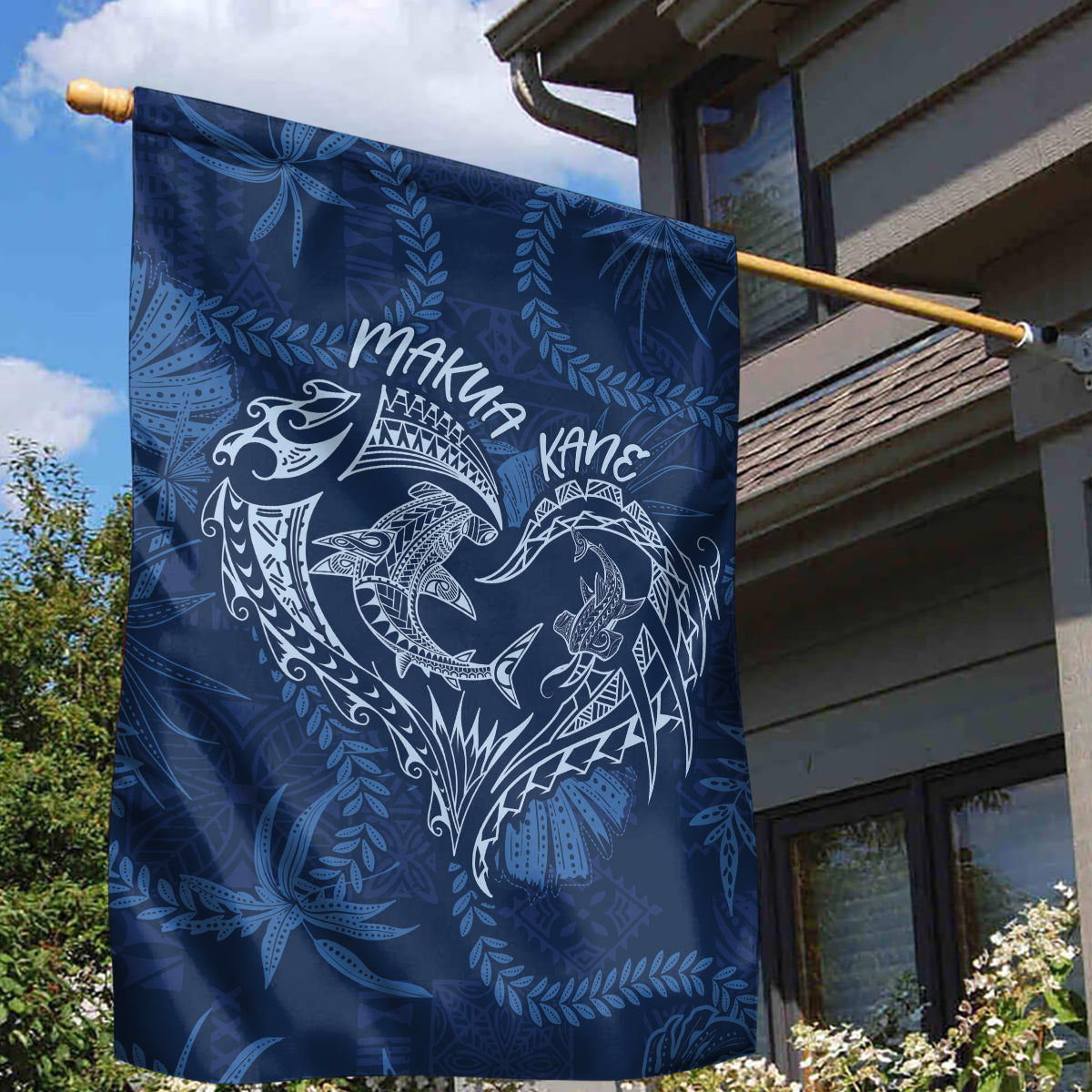 Hawaii Father's Day Vintage Lei Garden Flag Hauoli la Makuakane - Blue LT7 - Polynesian Pride