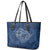 Hawaii Father's Day Vintage Lei Leather Tote Bag Hauoli la Makuakane - Blue