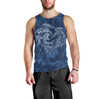 Hawaii Father's Day Vintage Lei Men Tank Top Hauoli la Makuakane - Blue LT7 - Polynesian Pride