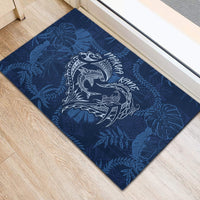 Hawaii Father's Day Vintage Lei Rubber Doormat Hauoli la Makuakane - Blue LT7 - Polynesian Pride