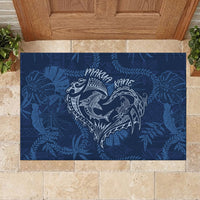 Hawaii Father's Day Vintage Lei Rubber Doormat Hauoli la Makuakane - Blue LT7 - Polynesian Pride