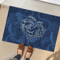 Hawaii Father's Day Vintage Lei Rubber Doormat Hauoli la Makuakane - Blue LT7 - Polynesian Pride