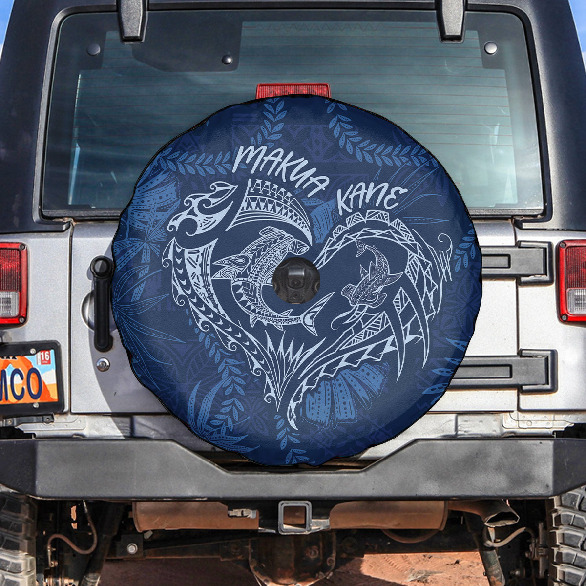 Hawaii Father's Day Vintage Lei Spare Tire Cover Hauoli la Makuakane - Blue LT7 Blue - Polynesian Pride