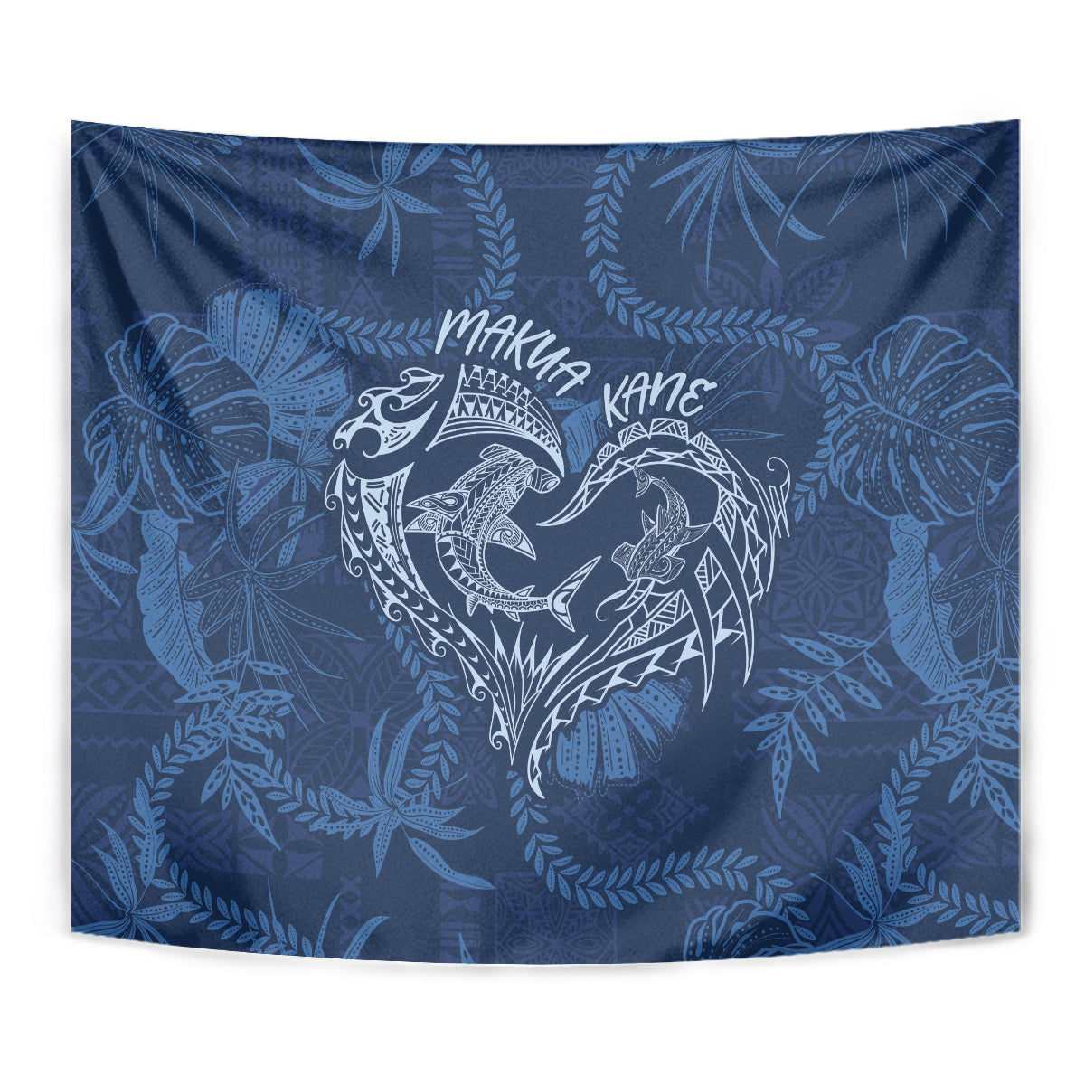 Hawaii Father's Day Vintage Lei Tapestry Hauoli la Makuakane - Blue LT7 - Polynesian Pride