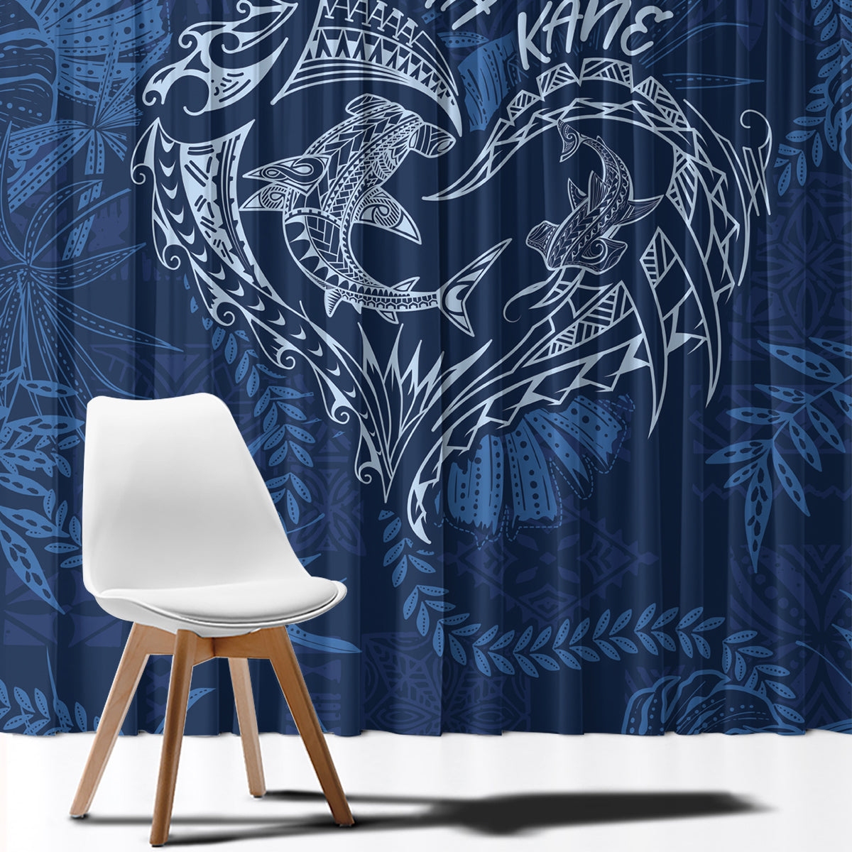 Hawaii Father's Day Vintage Lei Window Curtain Hauoli la Makuakane - Blue LT7 - Polynesian Pride
