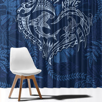 Hawaii Father's Day Vintage Lei Window Curtain Hauoli la Makuakane - Blue LT7 - Polynesian Pride