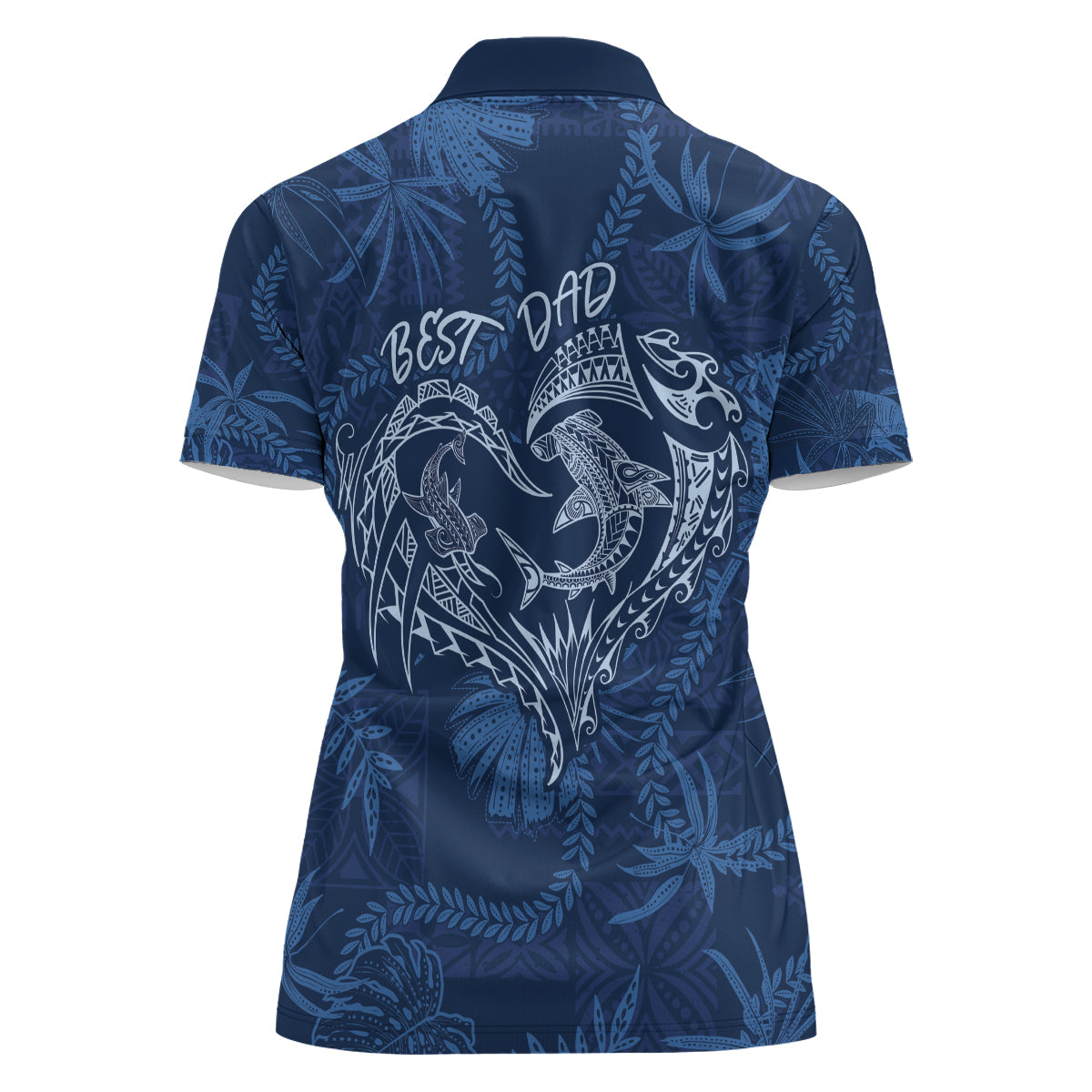 Hawaii Father's Day Vintage Lei Women Polo Shirt Hauoli la Makuakane - Blue