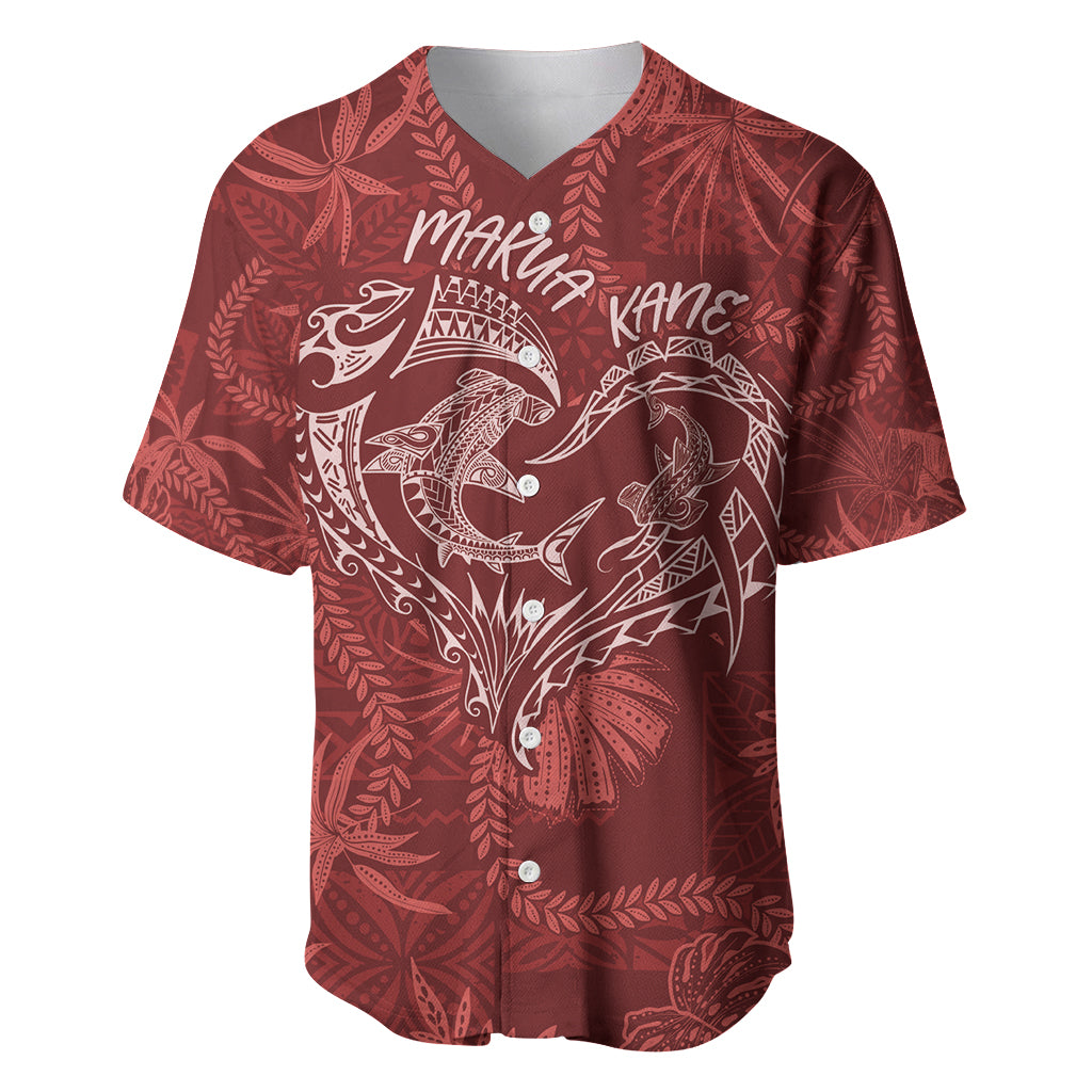 Hawaii Father's Day Vintage Lei Baseball Jersey Hauoli la Makuakane - Red