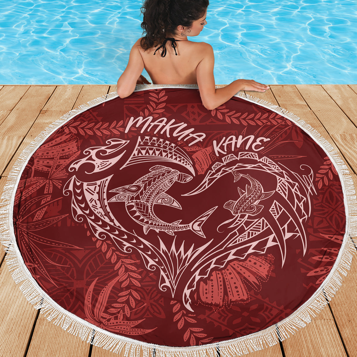 Hawaii Father's Day Vintage Lei Beach Blanket Hauoli la Makuakane - Red LT7 - Polynesian Pride