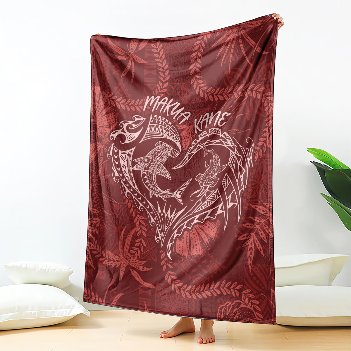 Hawaii Father's Day Vintage Lei Blanket Hauoli la Makuakane - Red LT7 - Polynesian Pride