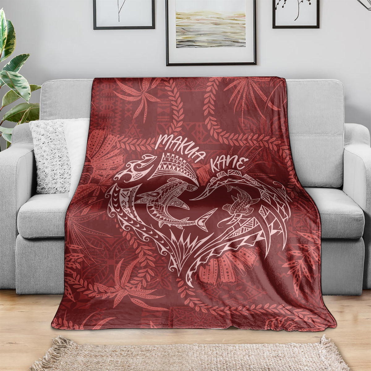Hawaii Father's Day Vintage Lei Blanket Hauoli la Makuakane - Red LT7 - Polynesian Pride