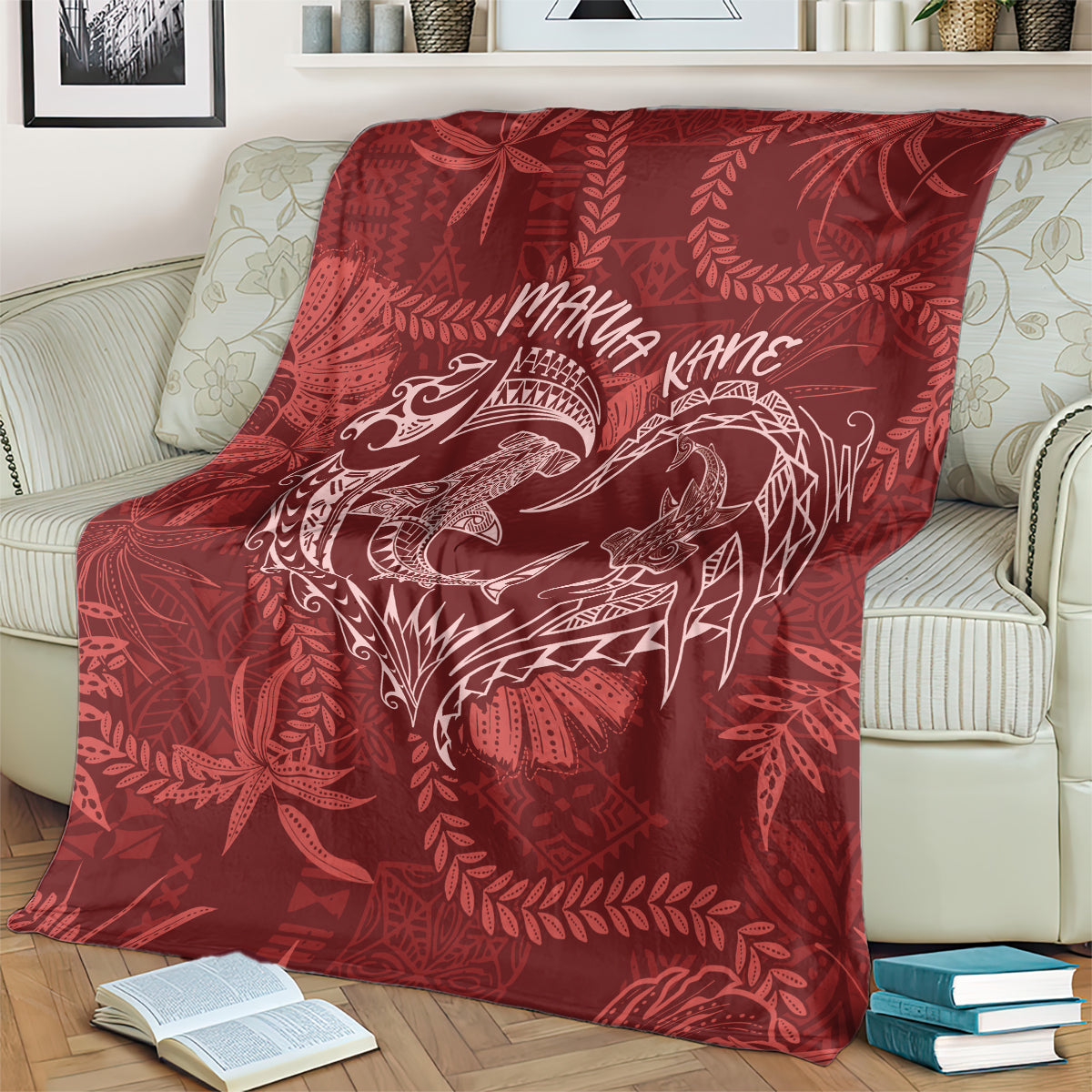 Hawaii Father's Day Vintage Lei Blanket Hauoli la Makuakane - Red LT7 - Polynesian Pride