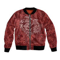 Hawaii Father's Day Vintage Lei Bomber Jacket Hauoli la Makuakane - Red LT7 Unisex Red - Polynesian Pride