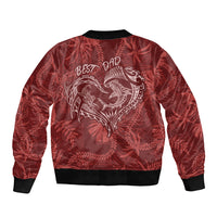 Hawaii Father's Day Vintage Lei Bomber Jacket Hauoli la Makuakane - Red LT7 - Polynesian Pride