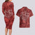 Hawaii Father's Day Vintage Lei Couples Matching Long Sleeve Bodycon Dress and Hawaiian Shirt Hauoli la Makuakane - Red