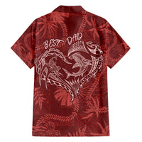 Hawaii Father's Day Vintage Lei Family Matching Off The Shoulder Long Sleeve Dress and Hawaiian Shirt Hauoli la Makuakane - Red