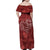 Hawaii Father's Day Vintage Lei Family Matching Off Shoulder Maxi Dress and Hawaiian Shirt Hauoli la Makuakane - Red