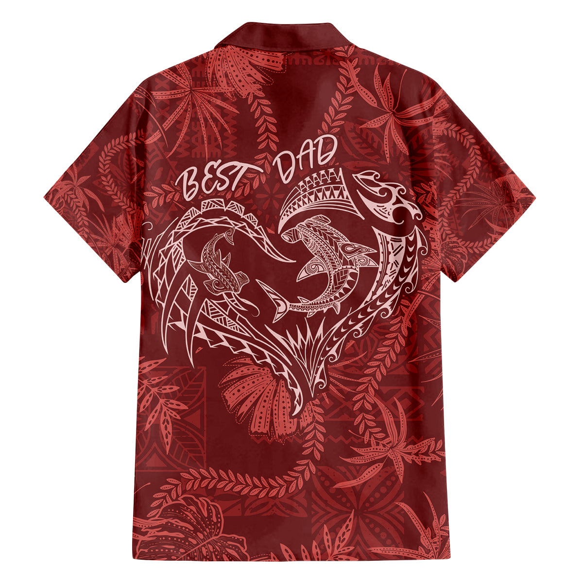 Hawaii Father's Day Vintage Lei Family Matching Off Shoulder Short Dress and Hawaiian Shirt Hauoli la Makuakane - Red