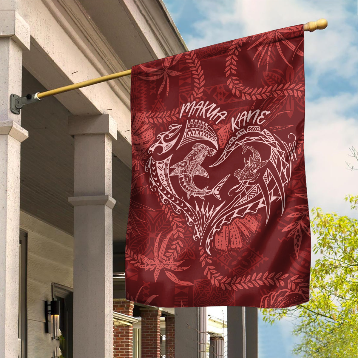 Hawaii Father's Day Vintage Lei Garden Flag Hauoli la Makuakane - Red LT7 House Flag Red - Polynesian Pride