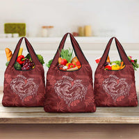 Hawaii Father's Day Vintage Lei Grocery Bag Hauoli la Makuakane - Red LT7 3-pack One Size Red - Polynesian Pride