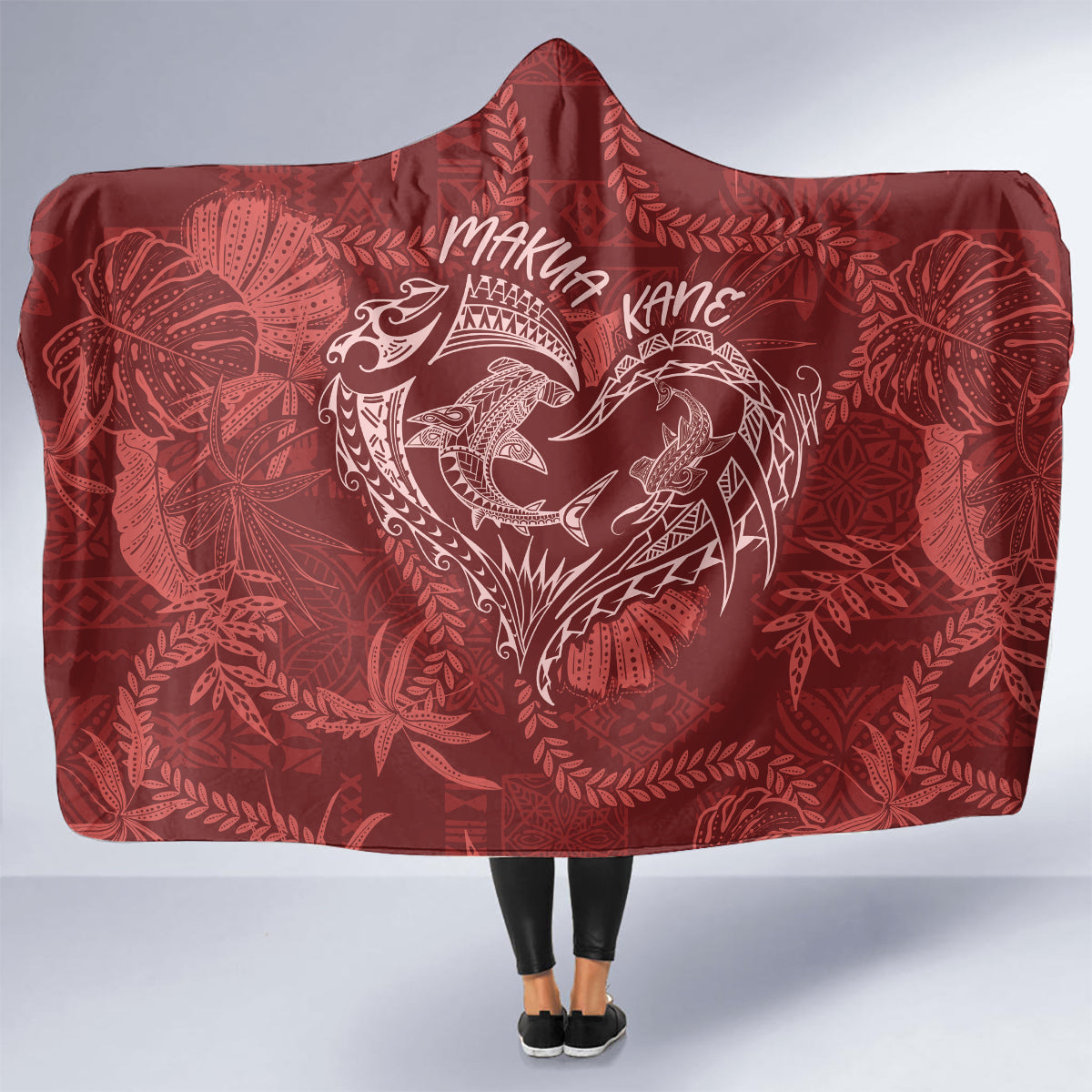 Hawaii Father's Day Vintage Lei Hooded Blanket Hauoli la Makuakane - Red LT7 - Polynesian Pride