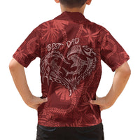 Hawaii Father's Day Vintage Lei Kid Hawaiian Shirt Hauoli la Makuakane - Red LT7 - Polynesian Pride