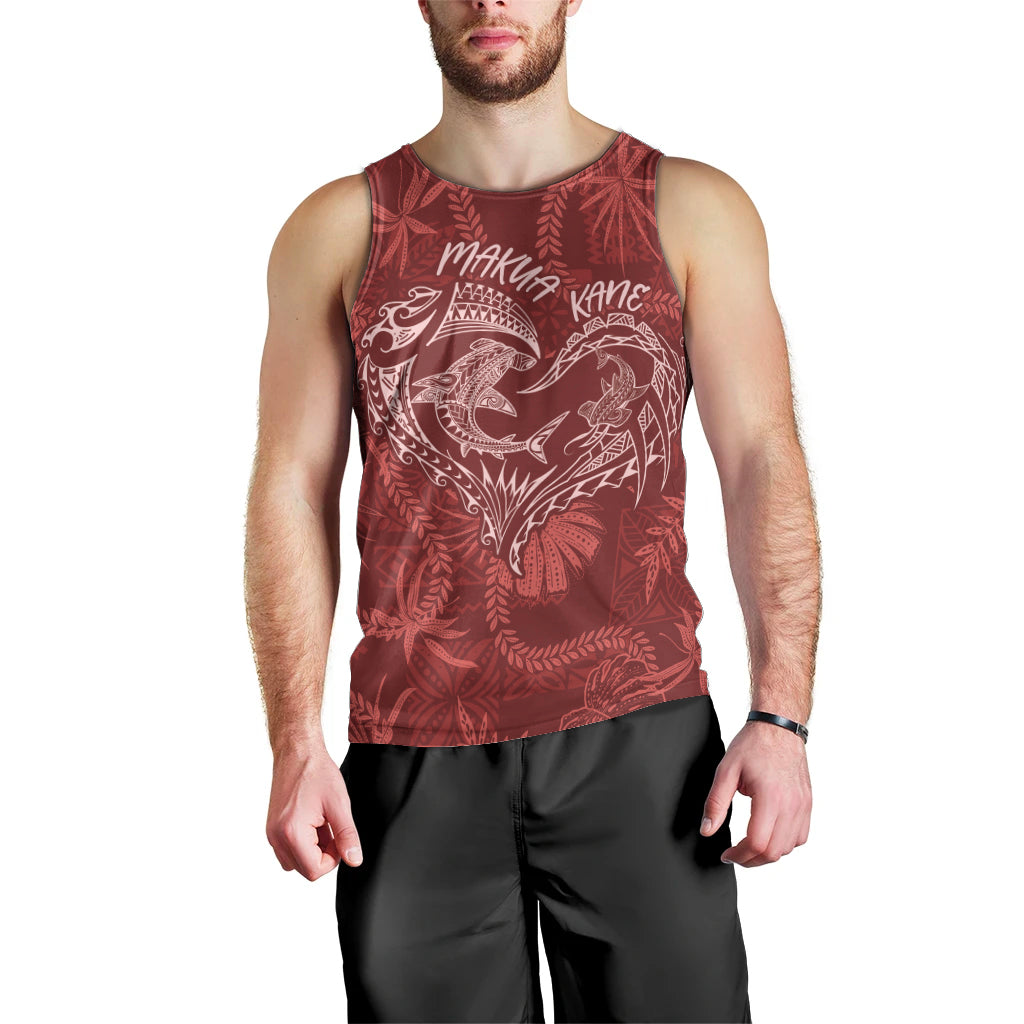 Hawaii Father's Day Vintage Lei Men Tank Top Hauoli la Makuakane - Red LT7 - Polynesian Pride