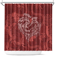 Hawaii Father's Day Vintage Lei Shower Curtain Hauoli la Makuakane - Red